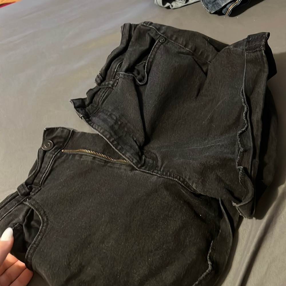 High rise black jean shorts